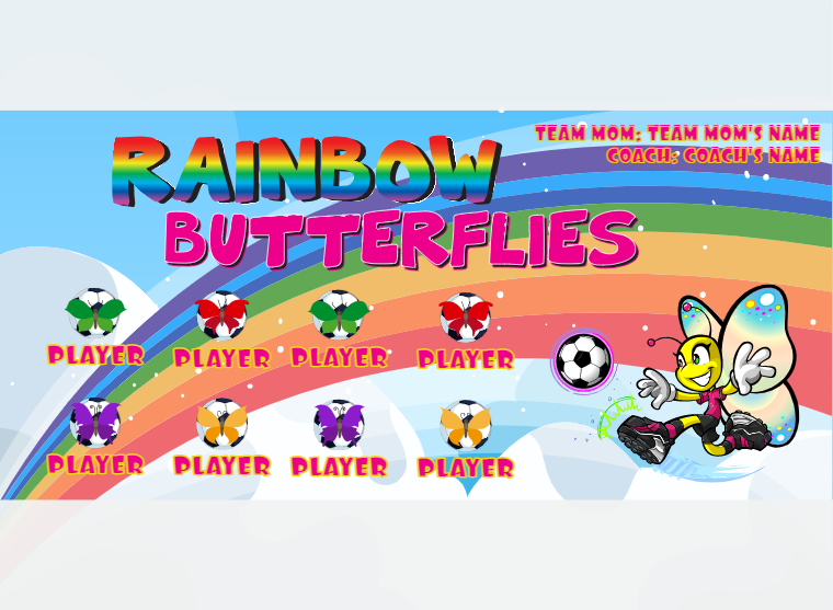 Butterflies Rain - Soccer - Pole Pocket Banner