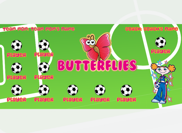 Butterflies - Soccer - Pole Pocket Banner