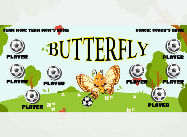 Butterfly - Soccer - Pole Pocket Banner