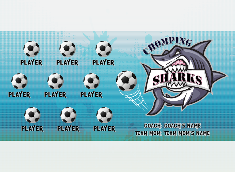 Chomping Sharks - Soccer - Pole Pocket Banner