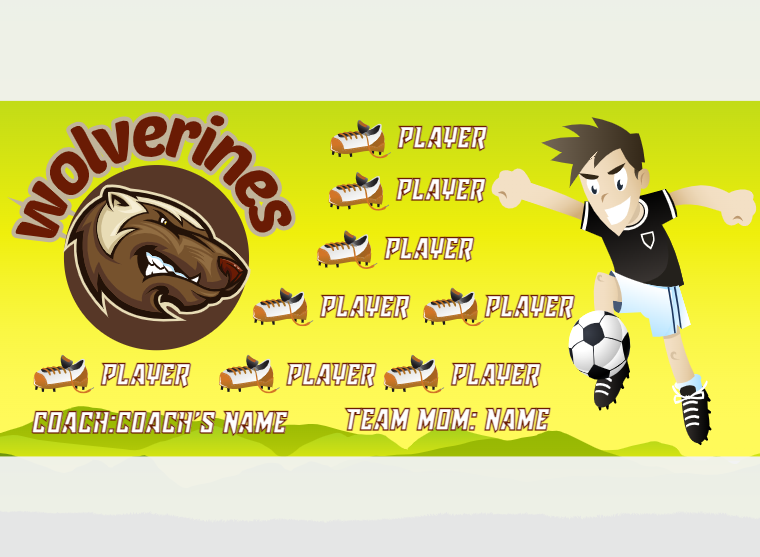 Wolverines 3 - Soccer - Pole Pocket Banner