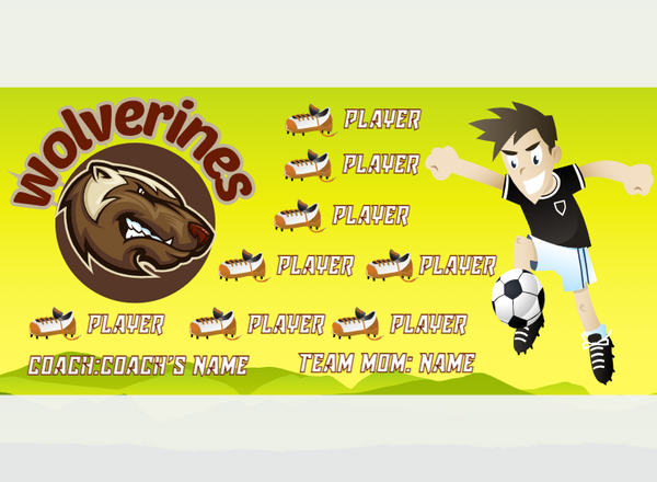 Wolverines 3 - Soccer - Pole Pocket Banner