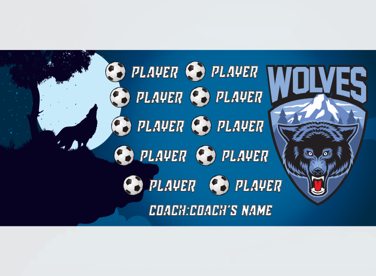 Wolves 2 - Soccer - Pole Pocket Banner