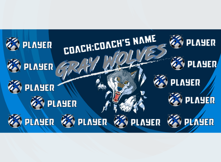 Wolves Gray - Soccer - Pole Pocket Banner
