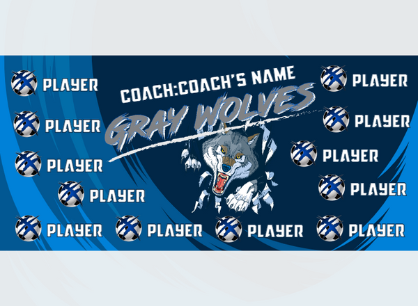 Wolves Gray - Soccer - Pole Pocket Banner