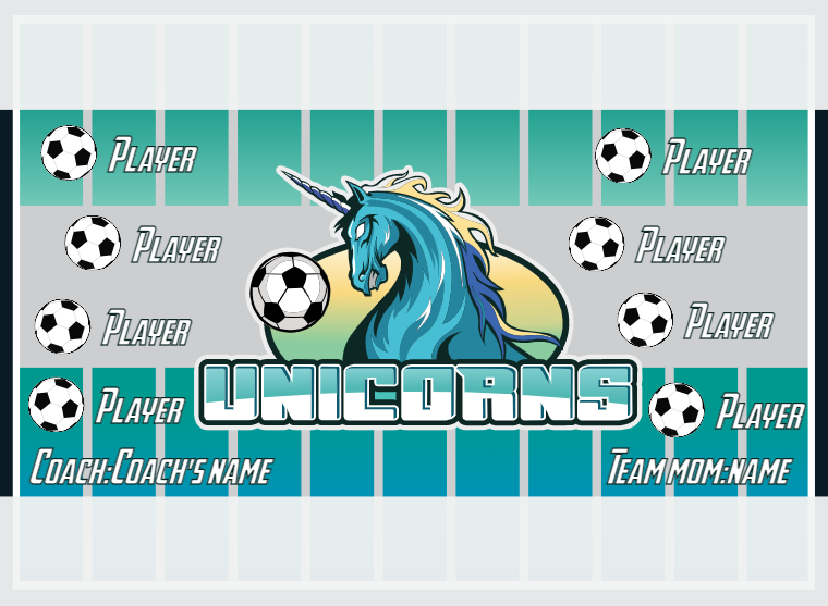 Unicorns 2 - Soccer - Pole Pocket Banner