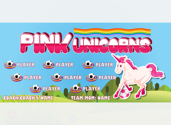 Unicorns Pink - Soccer - Pole Pocket Banner