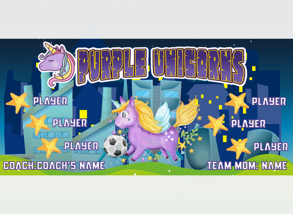Unicorns Purple - Soccer - Pole Pocket Banner