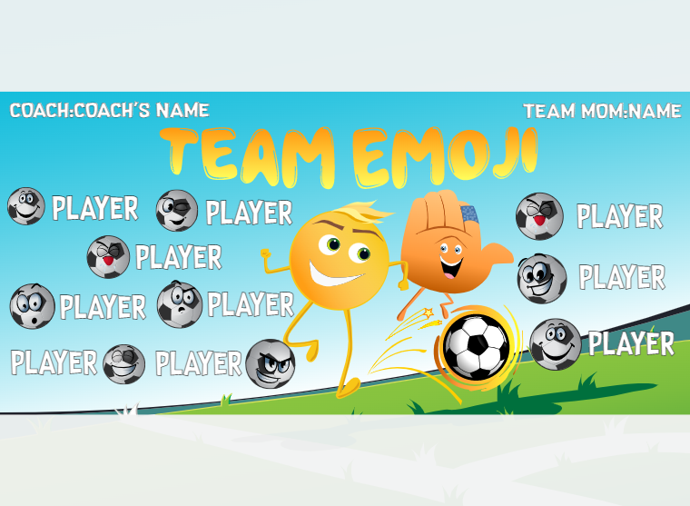 Team Emoji 1 - Soccer - Pole Pocket Banner