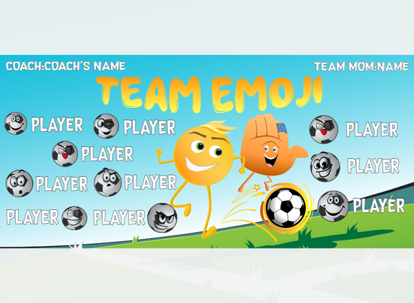 Team Emoji 1 - Soccer - Pole Pocket Banner