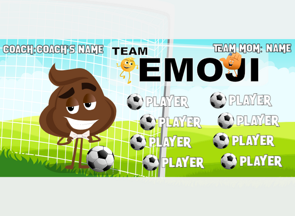 Team Emoji 2 - Soccer - Pole Pocket Banner