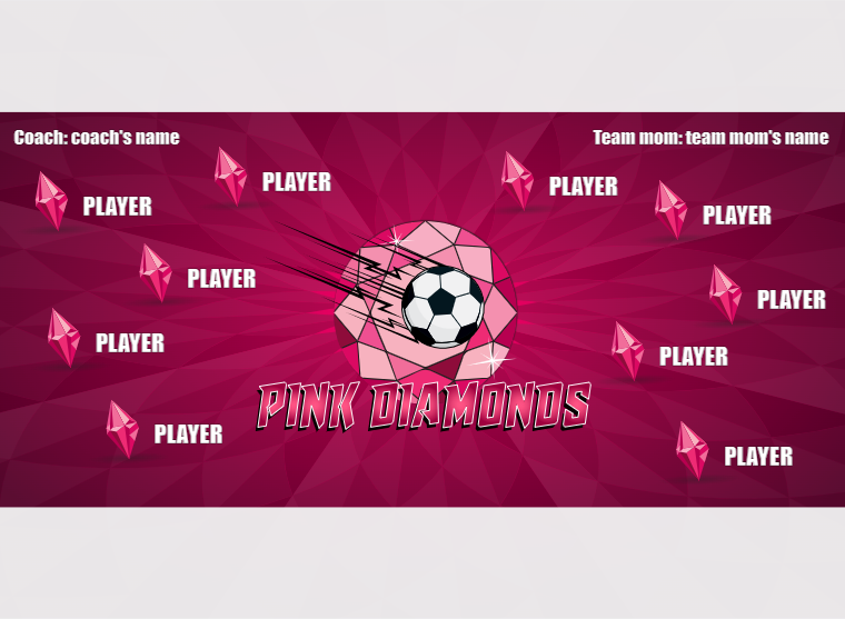 Diamonds Pink - Soccer - Pole Pocket Banner