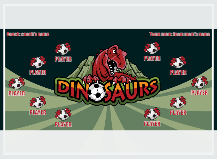 Dinosaurs 2 - Soccer - Pole Pocket Banner