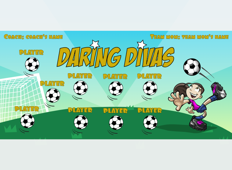 Divas Daring - Soccer - Pole Pocket Banner