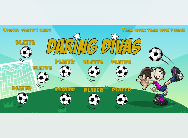 Divas Daring - Soccer - Pole Pocket Banner