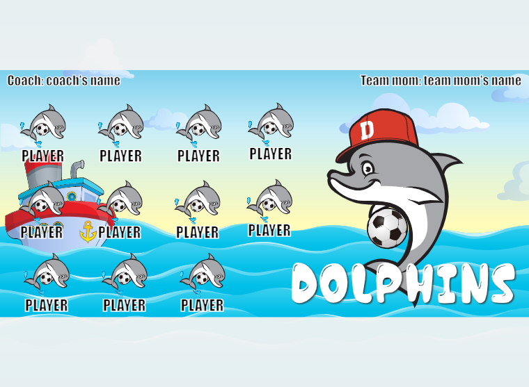 Dolphins 01 - Soccer - Pole Pocket Banner