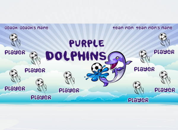 Dolphins Purple - Soccer - Pole Pocket Banner