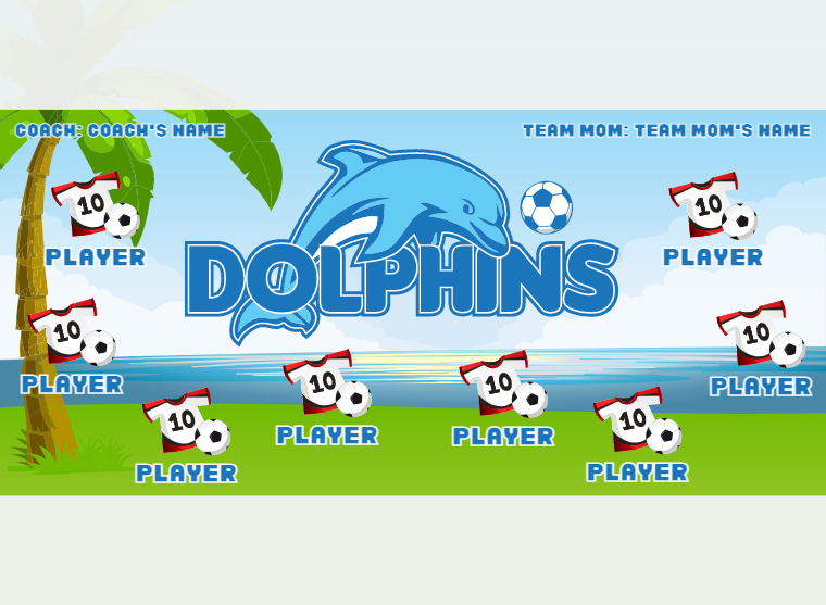 Dolphins - Soccer - Pole Pocket Banner
