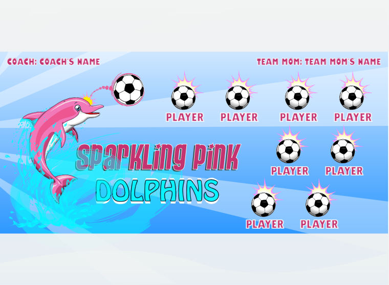 Dolphins Sparkling Pink - Soccer - Pole Pocket Banner