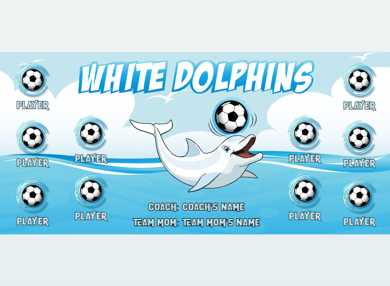 Dolphins White - Soccer - Pole Pocket Banner