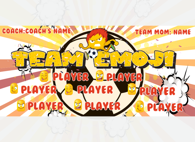Team Emoji 3 - Soccer - Pole Pocket Banner
