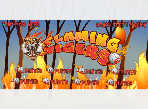 Tigers Flaming - Soccer - Pole Pocket Banner