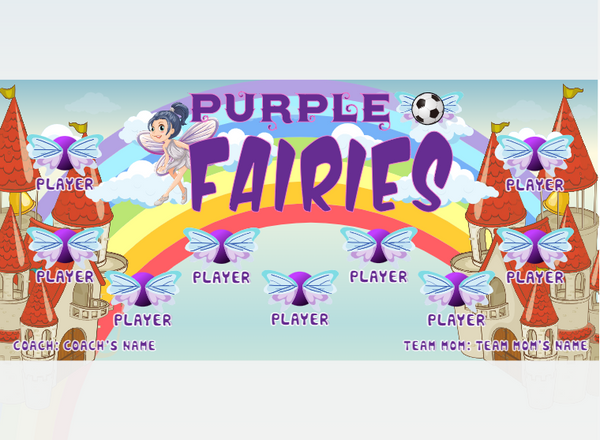 Fairies Purple - Soccer - Pole Pocket Banner