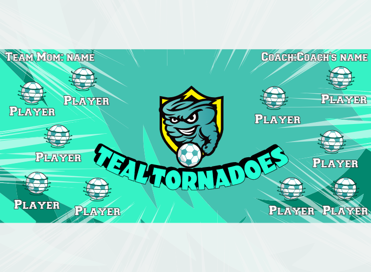 Tornadoes Teal - Soccer - Pole Pocket Banner