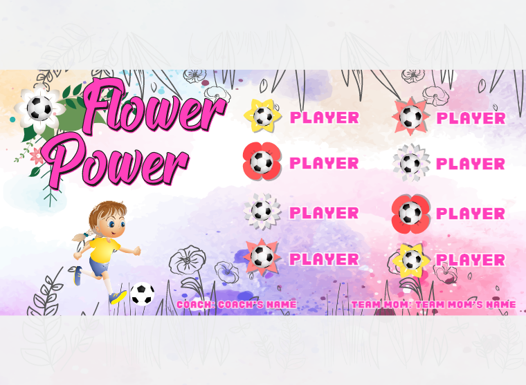 Flower Power - Soccer - Pole Pocket Banner