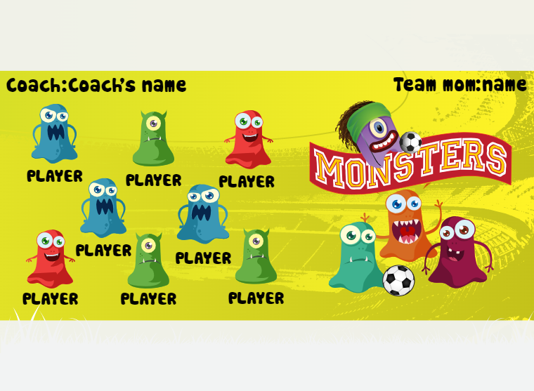 Monsters 1 - Soccer - Pole Pocket Banner