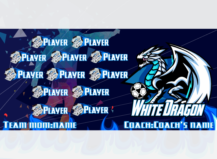 White Dragon - Soccer - Pole Pocket Banner