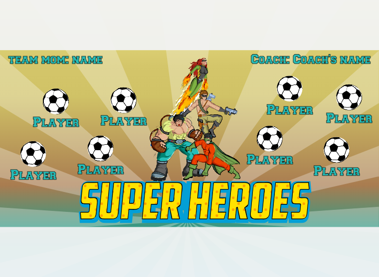 Super Heroes 2 - Soccer - Pole Pocket Banner