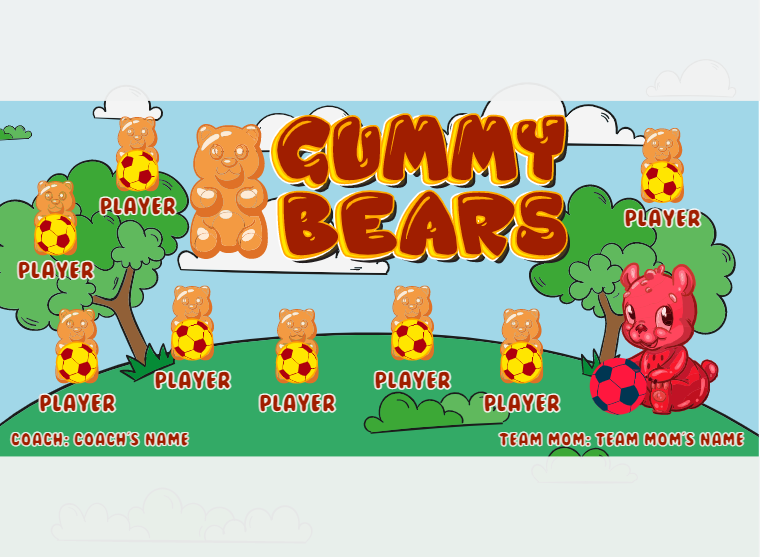 Gummy Bears 2 - Soccer - Pole Pocket Banner