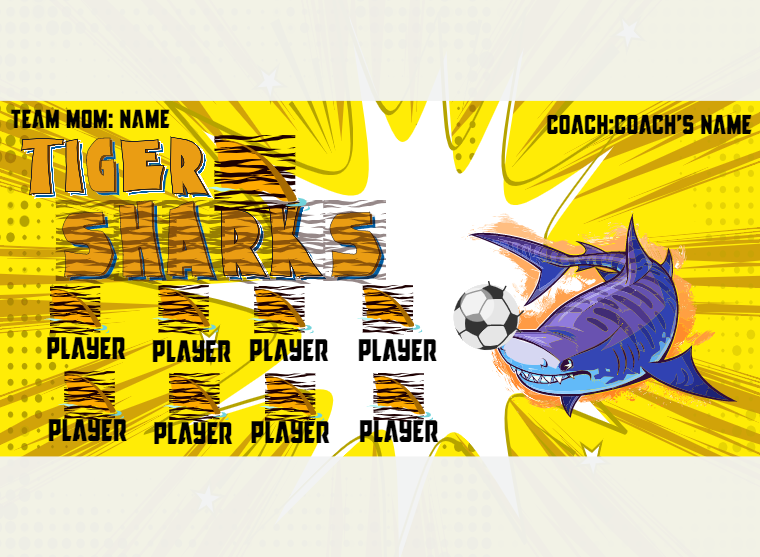 Sharks Tiger - Soccer - Pole Pocket Banner