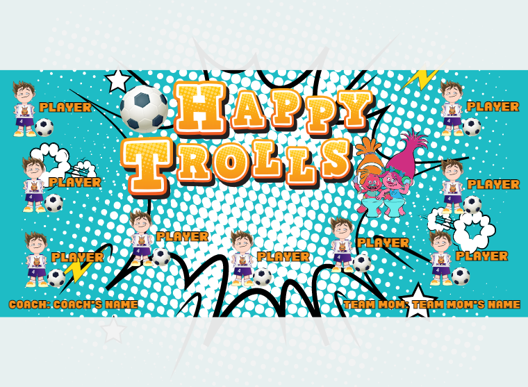 Happy Trolls 2 - Soccer - Pole Pocket Banner
