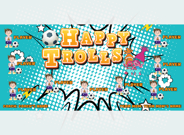 Happy Trolls 2 - Soccer - Pole Pocket Banner