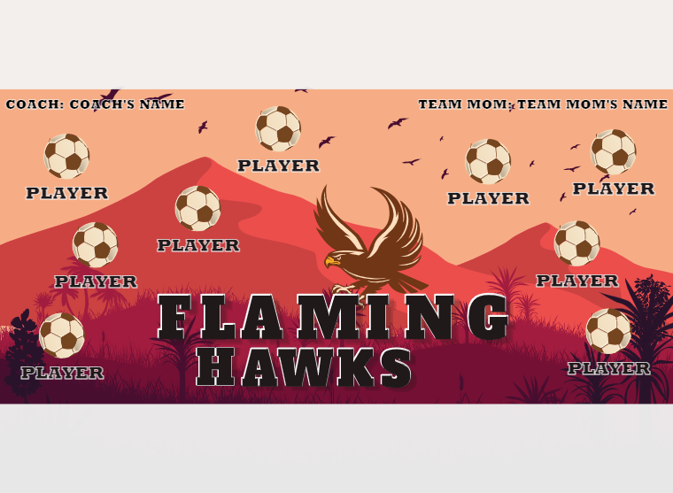 Hawks Flaming - Soccer - Pole Pocket Banner