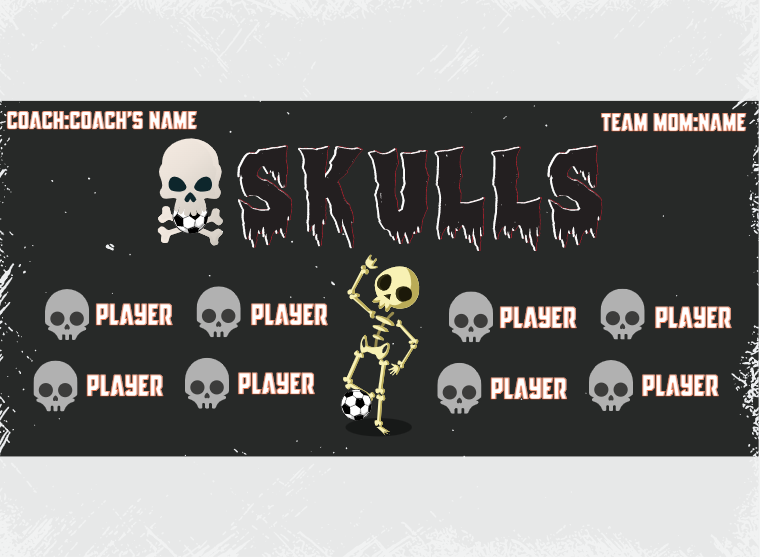 Skulls - Soccer - Pole Pocket Banner