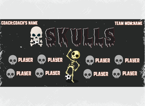 Skulls - Soccer - Pole Pocket Banner