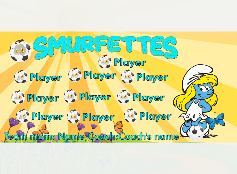 Smurfettes - Soccer - Pole Pocket Banner