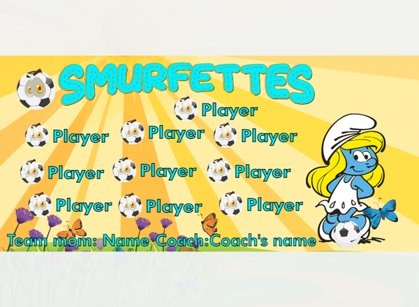 Smurfettes - Soccer - Pole Pocket Banner