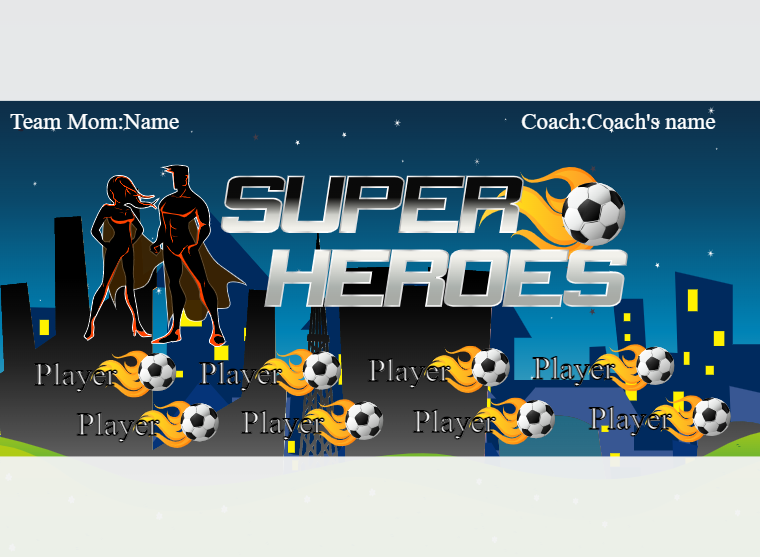 Super Heroes - Soccer - Pole Pocket Banner
