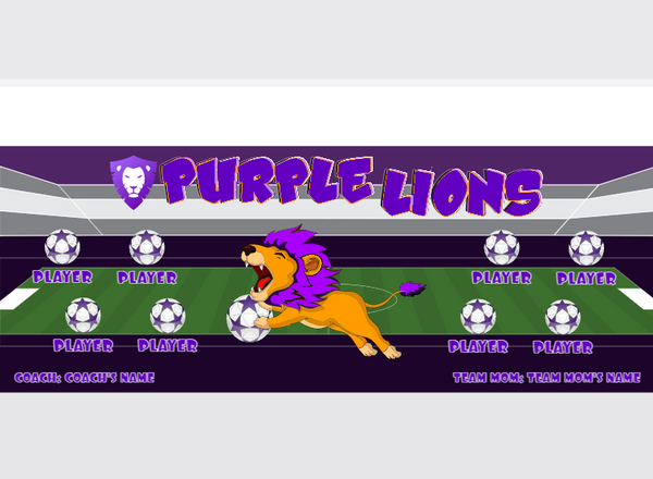 Lion Purple - Soccer - Pole Pocket Banner