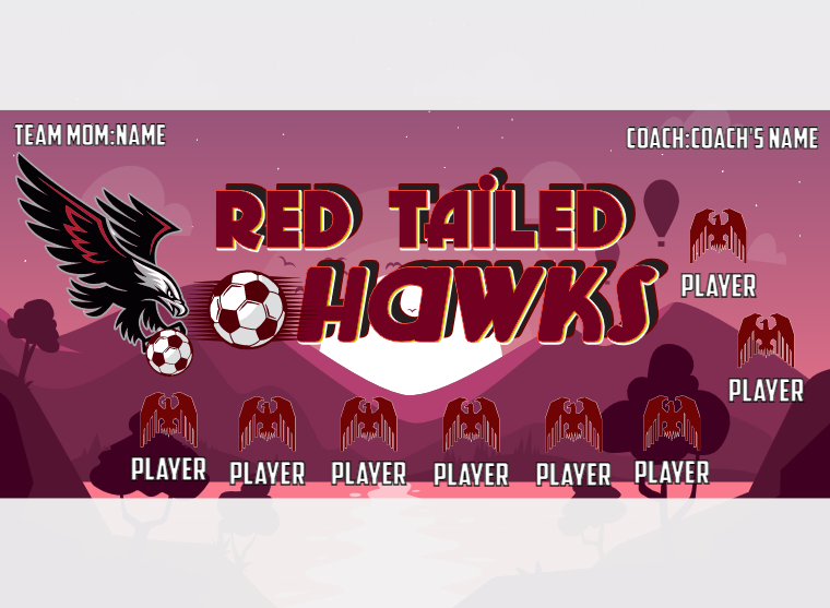 RED Tailer Hawks - Soccer - Pole Pocket Banner