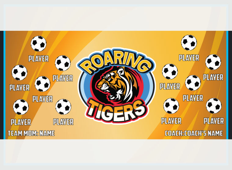 Roaring Tigers - Soccer - Pole Pocket Banner