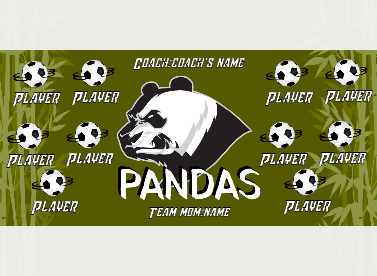Pandas - Soccer - Pole Pocket Banner