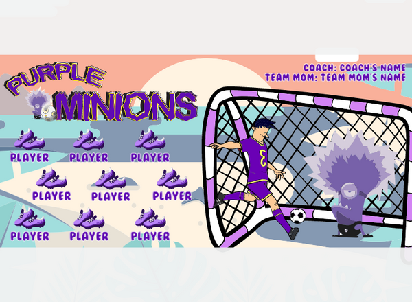 Minions Purple - Soccer - Pole Pocket Banner