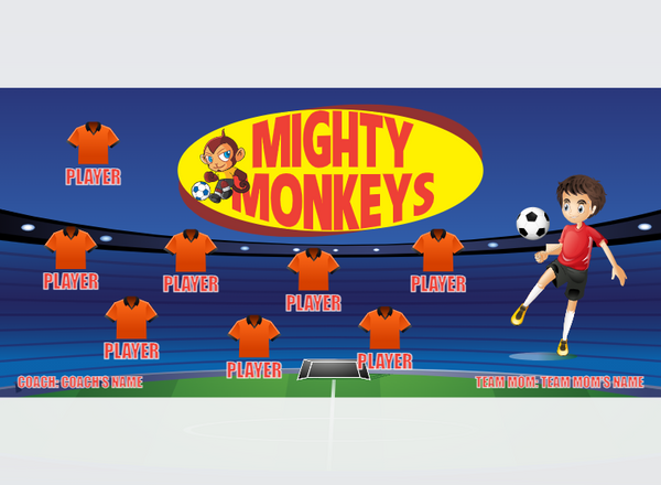 Monkeys - Soccer - Pole Pocket Banner
