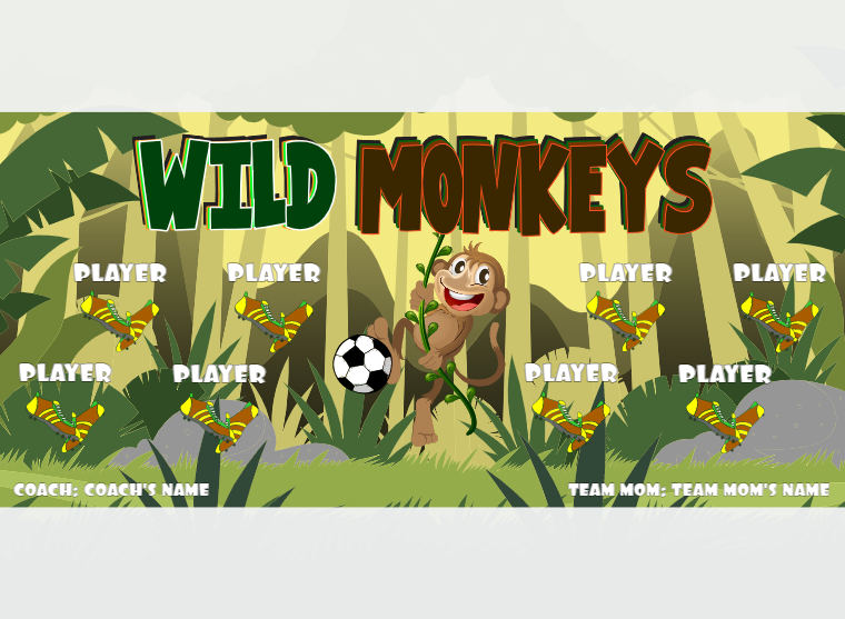 Monkeys Wild - Soccer - Pole Pocket Banner