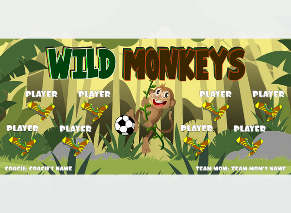 Monkeys Wild - Soccer - Pole Pocket Banner